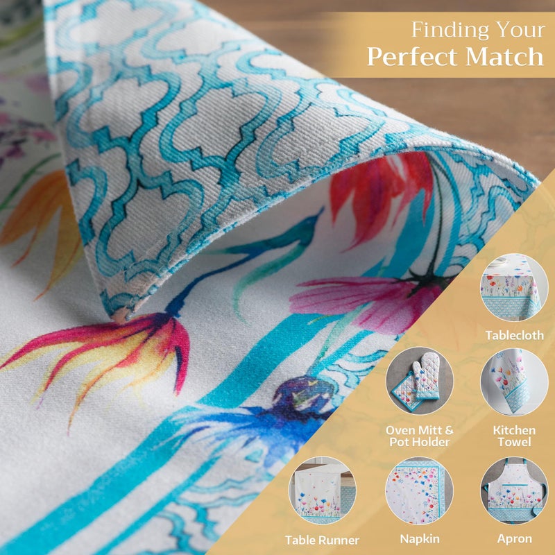 Maison d' Hermine Placemats Set of 4 100% Cotton Washable Cloth Place Mats, Reusable Table Mats for Kitchen Dining Decoration, Party, Restaurant Spring/Summer (Happy Florals - High Summer, 13" x 19") - Image 5